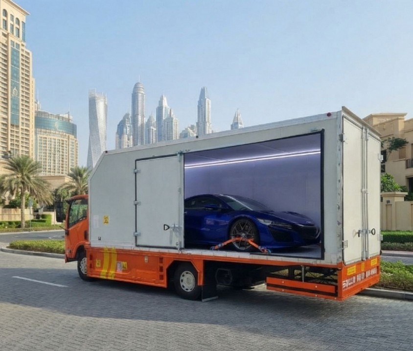 سطحة مغلقة هيدروليك بصندوق لنقل السيارات الفاخرة والرياضية بأمان تام وخصوصية عالية في جدة